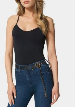 ASTOR Vegan Leather And Gold Metal Belt Bridal