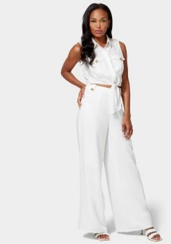 TC Linen Blend Button Detail Wide Leg Pant Bridal 8 TC Linen Blend Button Detail Wide Leg Pant Bridal