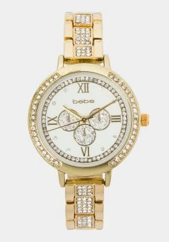 ACCUTIME Gold Crystal Bezel Roman Numeral Watch