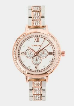 ACCUTIME Bridal Two Tone Crystal Bezel Roman Numeral Watch