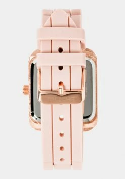 ACCUTIME Rose Gold Square Crystal Bezel Roman Numeral Watch Bridal