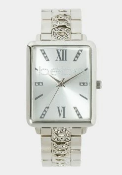 ACCUTIME Accessories Silver Square Roman Numeral Watch