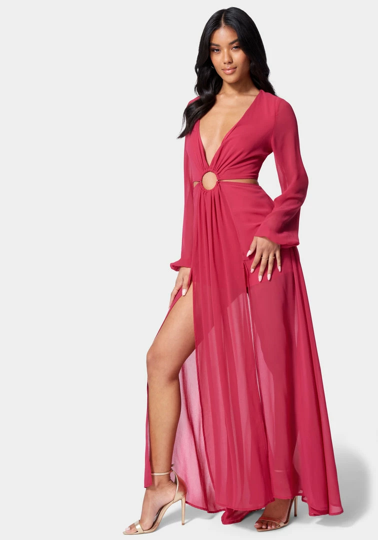 JUMP Bridal Plunging O-Ring Detail Maxi Dress 3 JUMP Bridal Plunging O-Ring Detail Maxi Dress