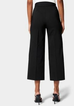 TC Cotton Sateen Button Detail Wide Leg Cropped Pant Night Out