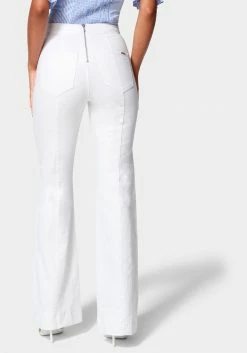 TC High Waist Button Detail Wide Leg Denim Jeans