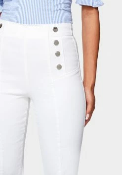 TC High Waist Button Detail Wide Leg Denim Jeans