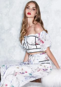 TC Print Shop Printed Bustier With Contrast Taping