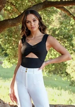 TC Festival Season Ruched Sleeve Cutout Detail Top