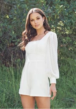 TC Swiss Dot Sleeve Romper With Trim Detail Festival Season