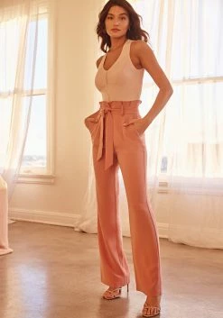 TC High Waist Paper Bag Self Tie Wide Leg Pant Tailoring