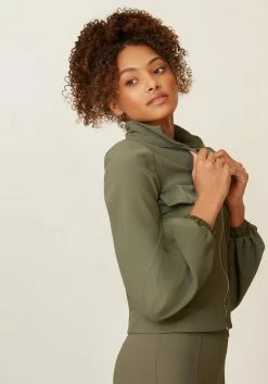 TC Lounge & Active Ottoman Rib Contrast Pocket & Collar Zip Front Jacket