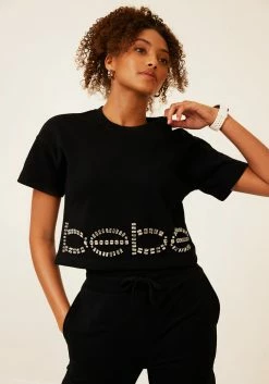 TC Bebe Rhinestone Logo French Terry Crop Top